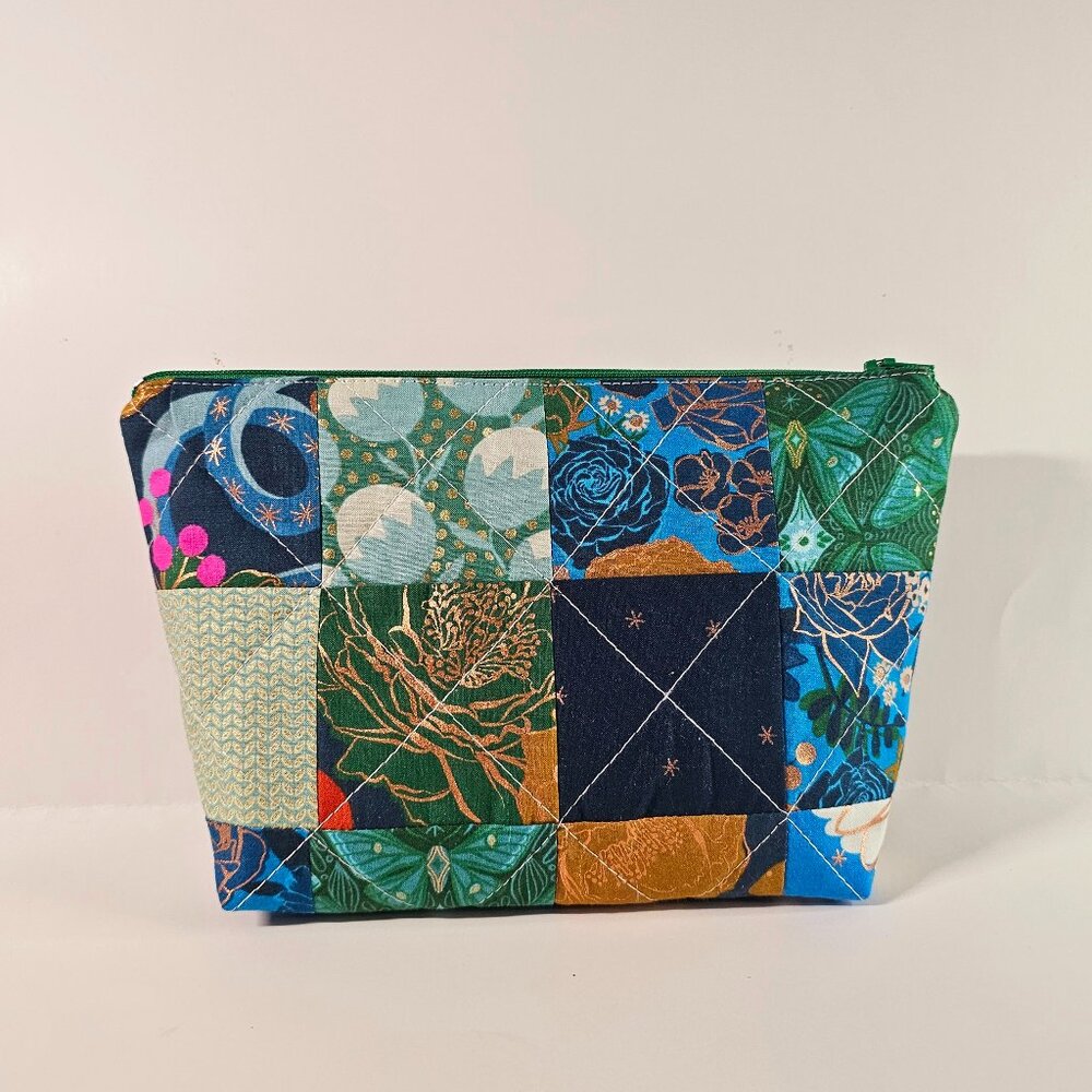 Ruby Star Society Patchwork Zipper Pouch: Handmade Quilted Cosmetic Bag